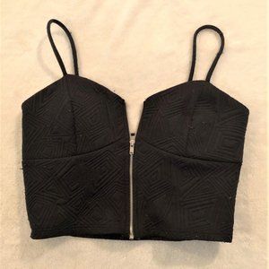 Black Crop top With Zipper Front